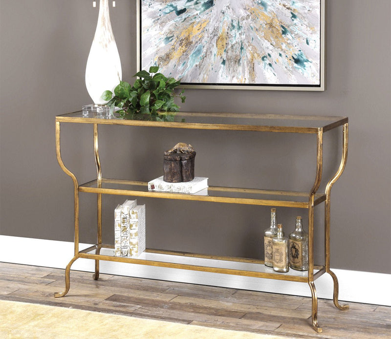 Uttermost Deline Gold Console Table - Image 2