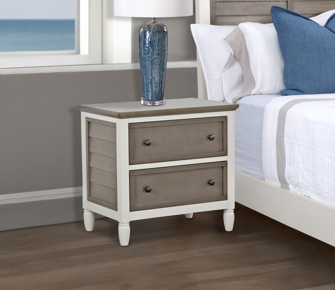 Delnoir Driftwood 2-Drawer Nightstand by CM Home