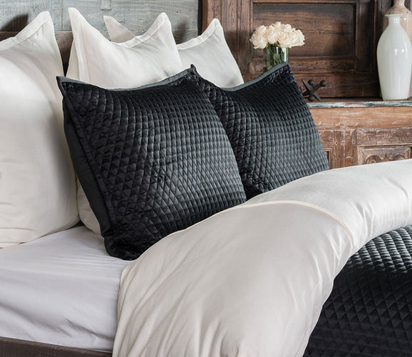 Diamond Onyx Sateen Quilted Pillow Sham by Villa Home