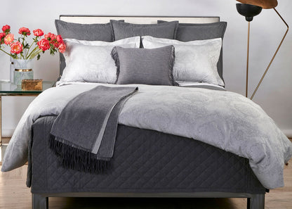 Diamond Quilted Gray Flannel Coverlet and Euro Sham Set by Ann Gish