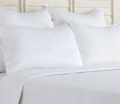 Diamond White Sateen Quilted Pillow Sham by Villa Home