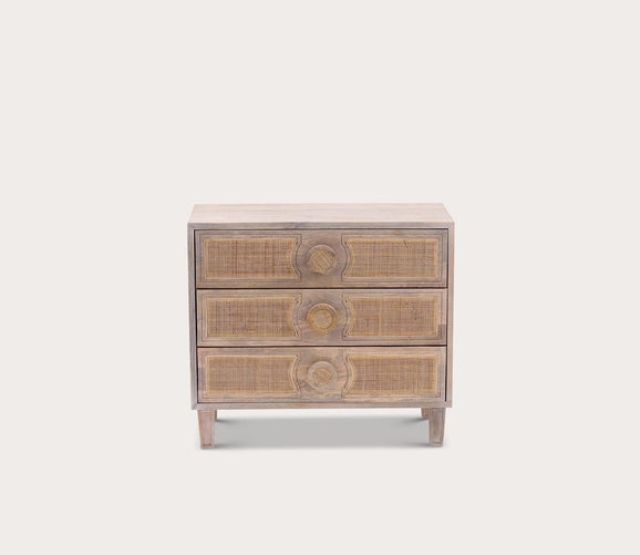Dobby Cane Inset Mango Wood 3-Drawer Dresser by Moe's Furniture
