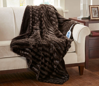 Duke Faux Fur Heated Throw Blanket by Beautyrest