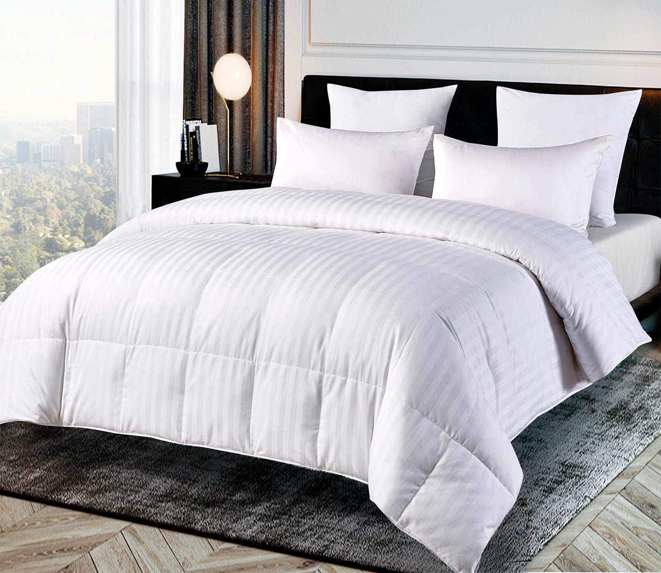 Supreme Damask Stripe Soft White Down Pillow