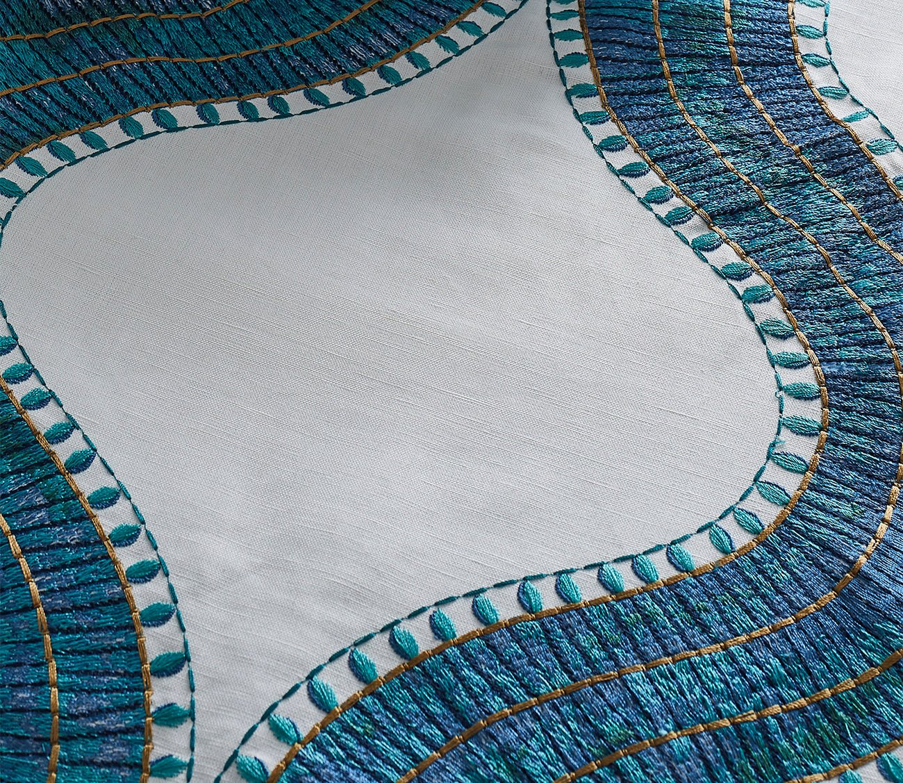 Egyptian Collar Embroidered Throw Blanket by Ann Gish
