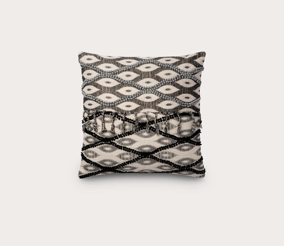 Embroidered Black Throw Pillow by Loloi
