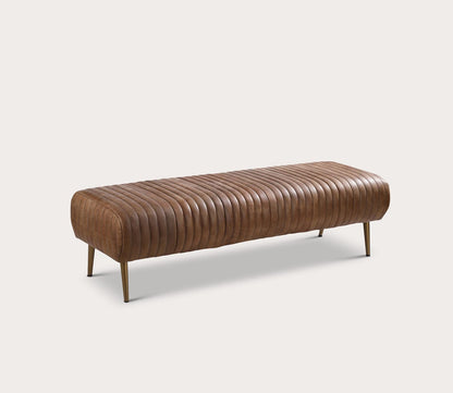 Endora Tufted Brown Genuine Leather Bench by Moe's Furniture
