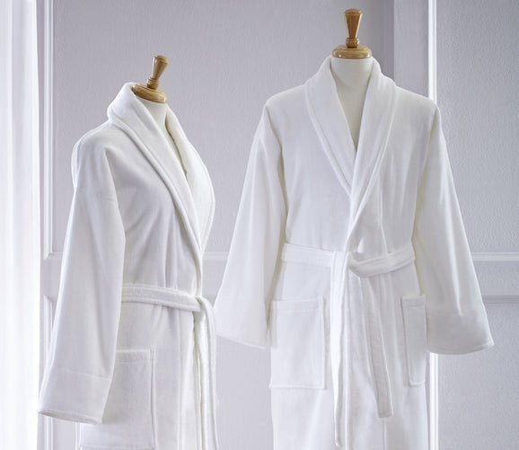 Fairfield White Cotton Velour Robe by Sferra