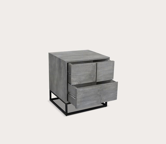 Moe's Furniture Felix Grey Acacia Wood 2Drawer Nightstand City Mattress