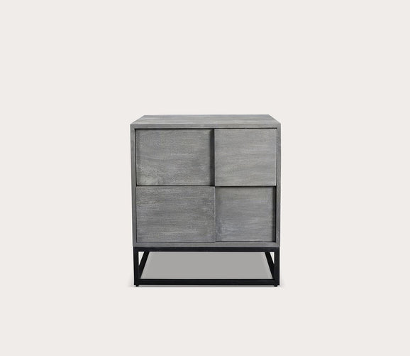 Moe's Furniture Felix Grey Acacia Wood 2Drawer Nightstand City Mattress