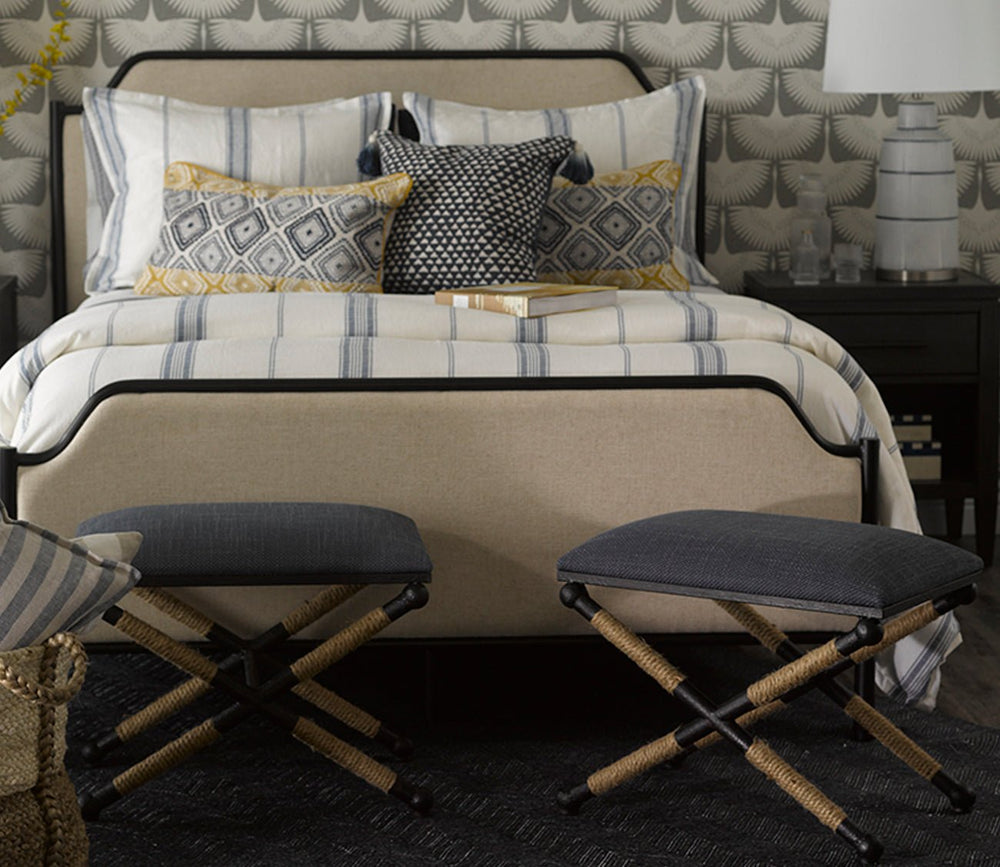 Firth Small Navy Fabric Bench by Uttermost