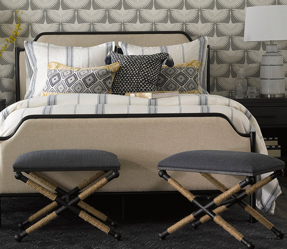 Firth Small Navy Fabric Bench by Uttermost