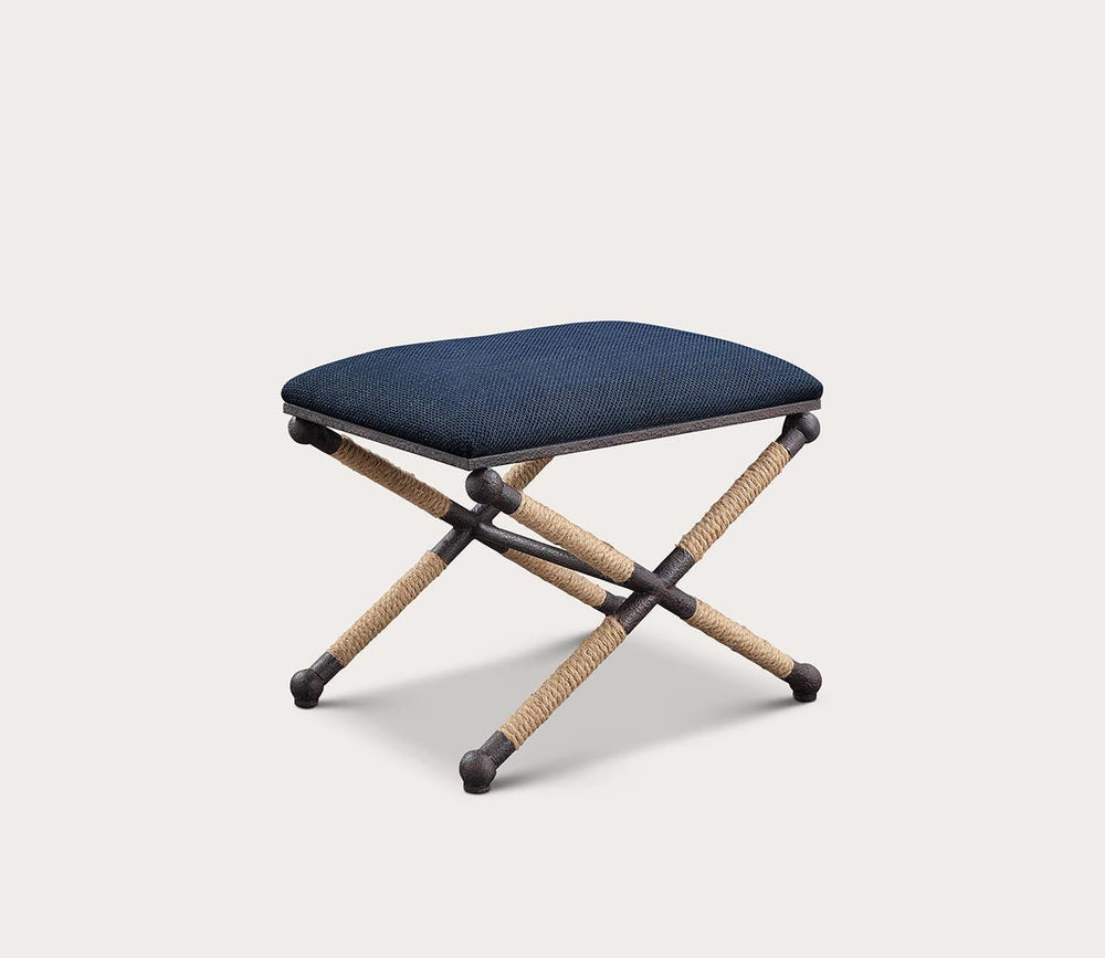 Firth Small Navy Fabric Bench by Uttermost