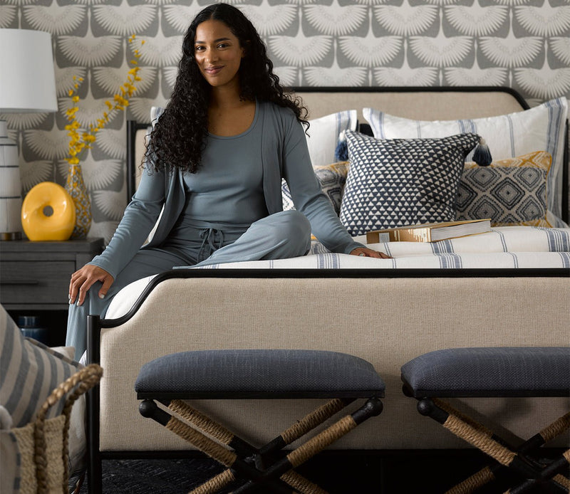 Uttermost Firth Small Navy Fabric Bench - Image 6