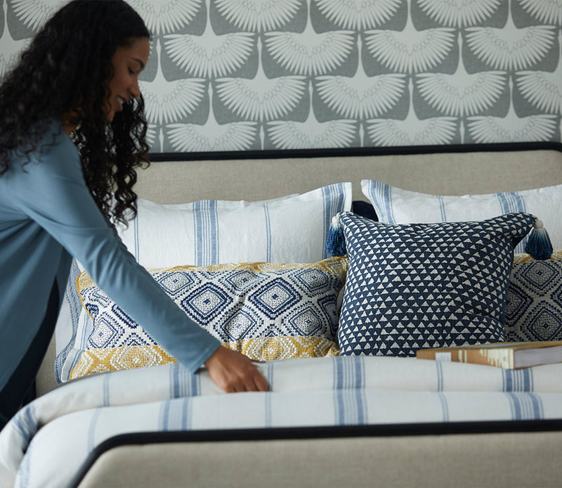 Villa by Classic Home Florence Sunflower Navy Throw Pillow - Image 6