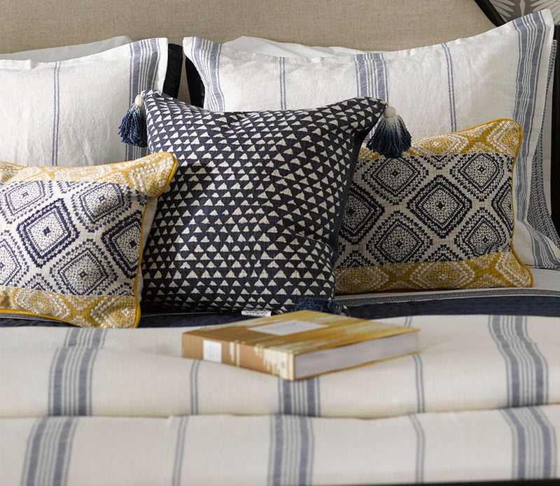 Villa by Classic Home Florence Sunflower Navy Throw Pillow - Image 3