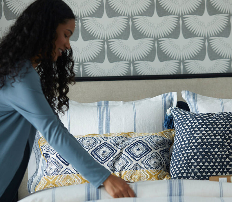 Villa by Classic Home Florence Sunflower Navy Throw Pillow - Image 4