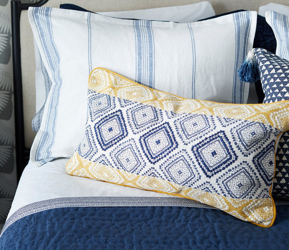 Florence Sunflower Navy Throw Pillow by Villa by Classic Home