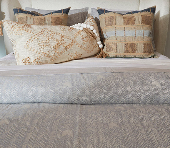 French Herringbone Storm Duvet Cover by Villa by Classic Home