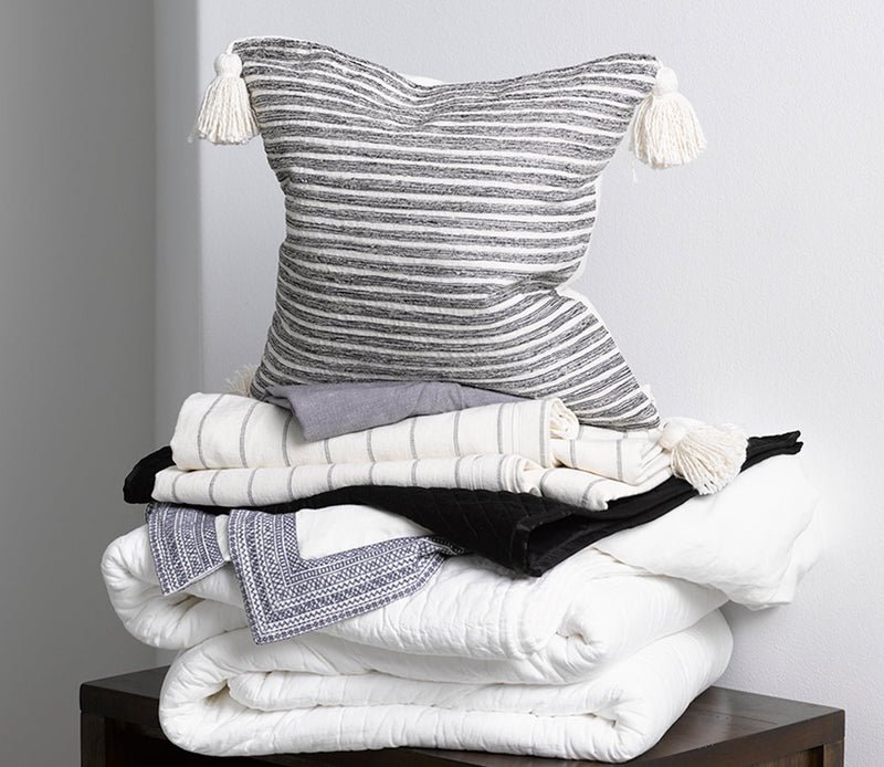 Villa by Classic Home Giada Black Ivory Throw Pillow - Image 1