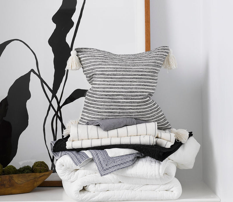 Villa by Classic Home Giada Black Ivory Throw Pillow - Image 2