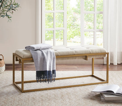 Greenwich Tufted Fabric Upholstered Accent Bench by Madison Park