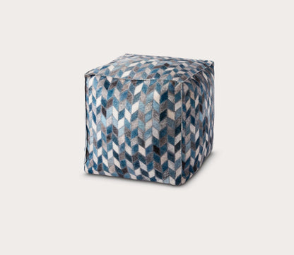 Grey Geometric Square Pouf by Loloi