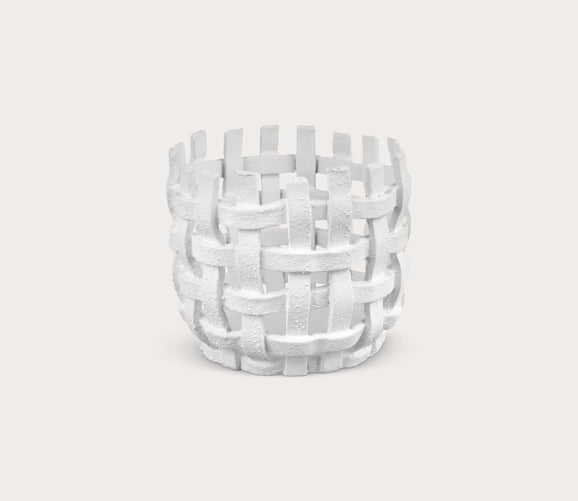 Haney Woven White Candleholder by Elk Home