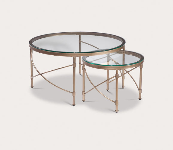 Harrison Round Cocktail Table Set of 2 by Bassett Mirror