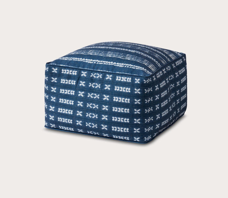 Loloi Indigo Pattern Square Pouf - Image 1