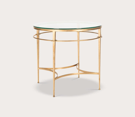 Ingmar Round Antique Gold Glass Side Table by Safavieh
