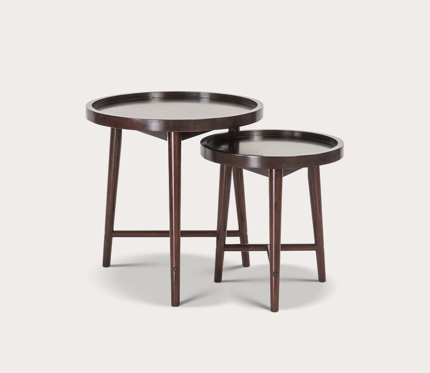 Intersect Ebony Wood Round Nesting Tables Set of 2 by Madison Park