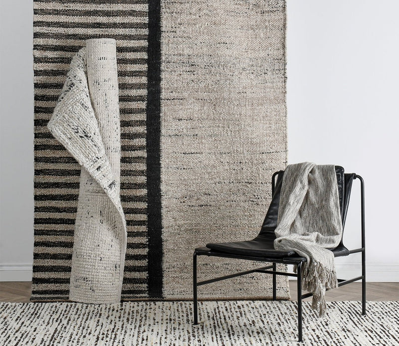 Villa by Classic Home Isa Stripe Ivory Black Area Rug - Image 2