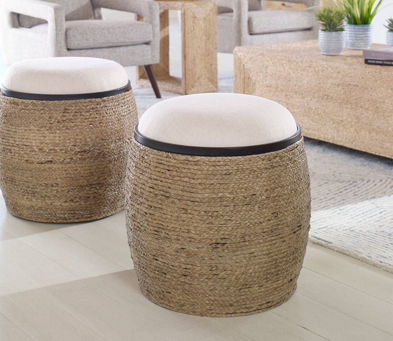 Uttermost Island Straw Accent Stool - Image 2