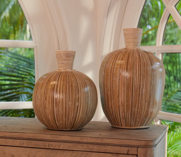 Islander White Washed Vases Set of 2 by Uttermost