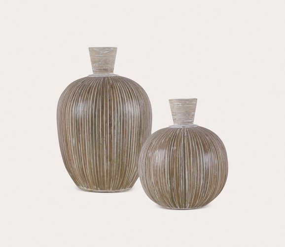 Islander White Washed Vases Set of 2 by Uttermost