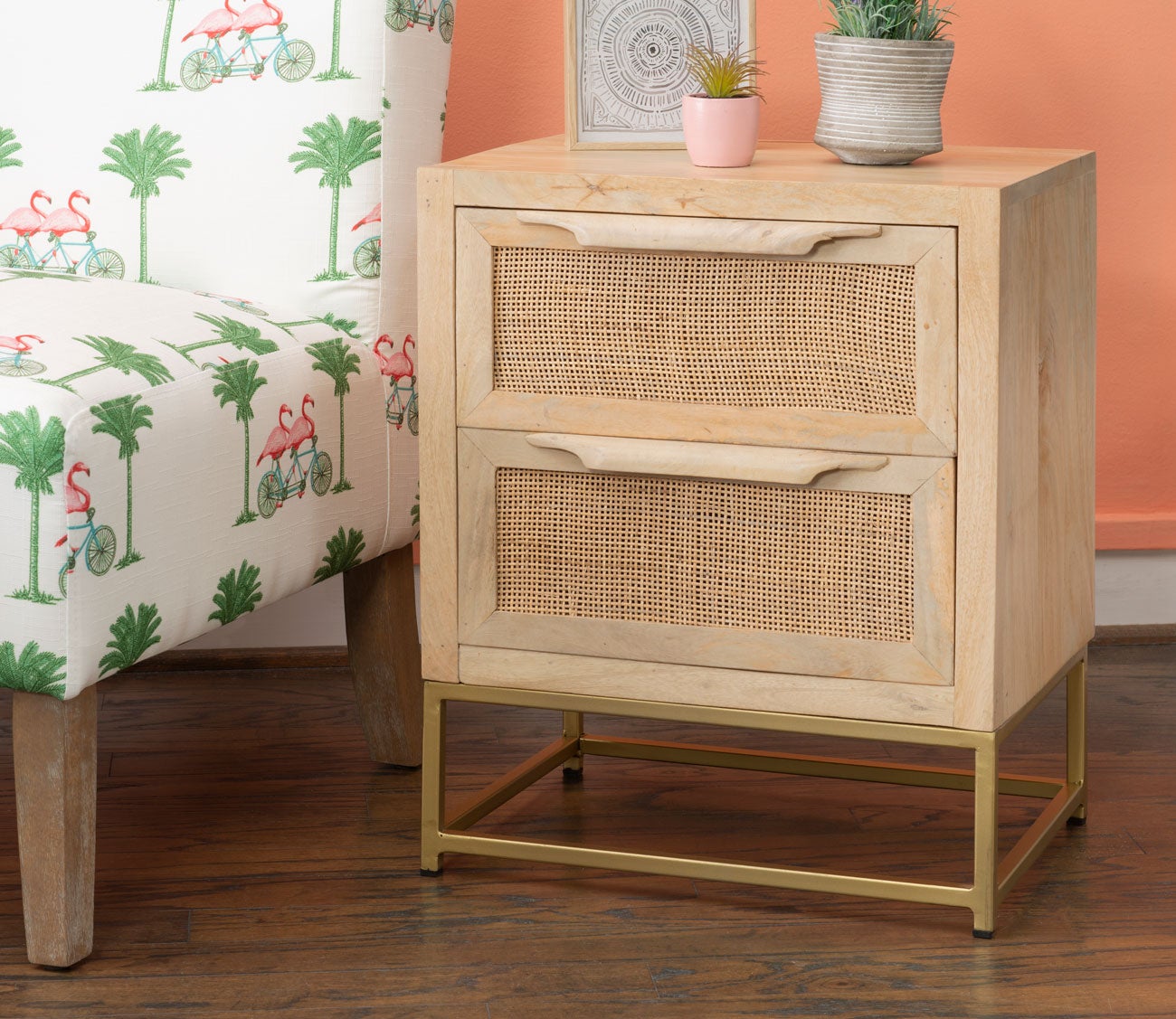 Janie Rattan 2-Drawer Wood End Table by Powell