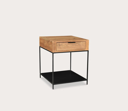 Joliet Solid Teak Wood 1-Drawer Side Table by Moe's Furniture
