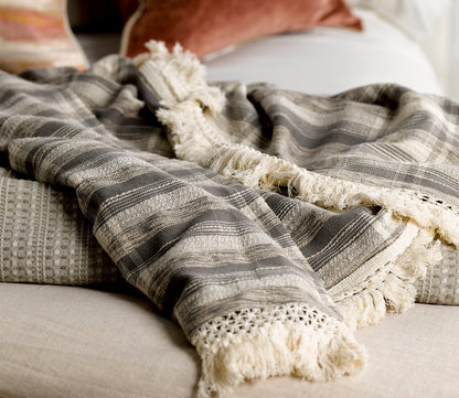Thumbnail for Villa by Classic Home Karlie Gray Ivory Throw Blanket - Image 1