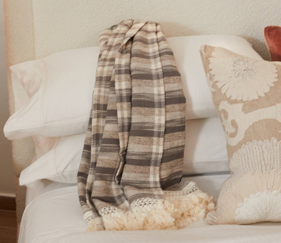 Karlie Gray Ivory Throw Blanket by Villa by Classic Home