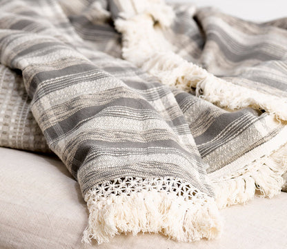 Thumbnail for Villa by Classic Home Karlie Gray Ivory Throw Blanket - Image 3