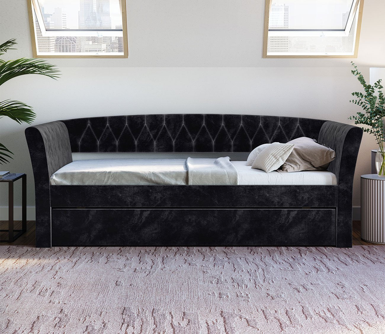 Kensington Tufted Velvet Daybed with Trundle by Arkotec