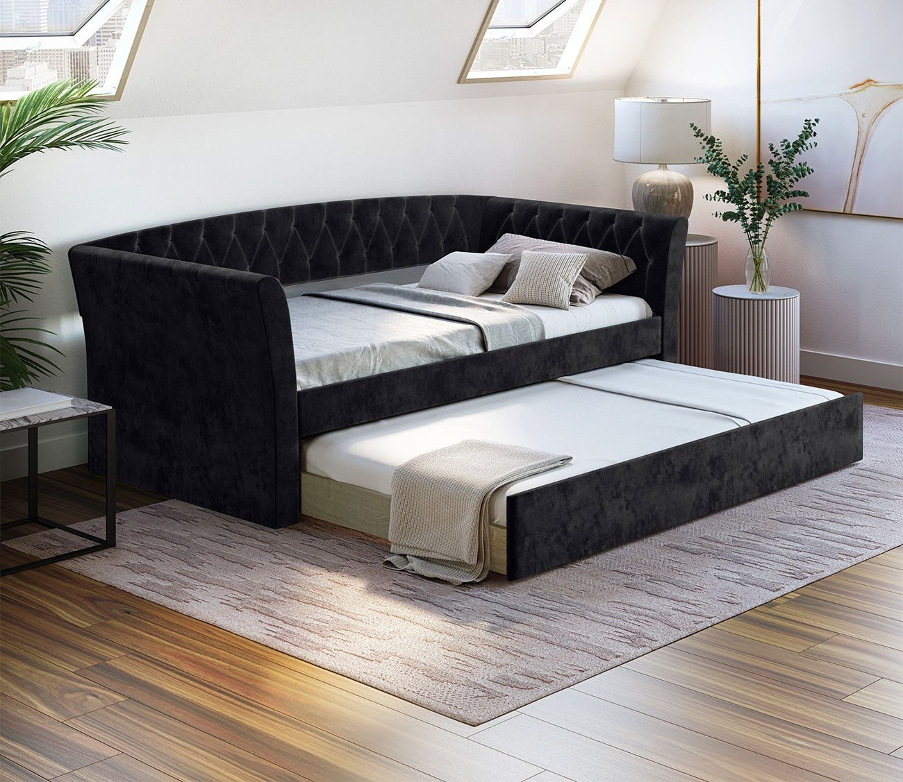 Kensington Tufted Velvet Daybed with Trundle by Arkotec