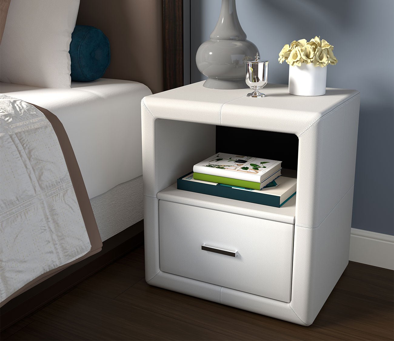 Kristal Faux Leather Upholstered Nightstand by Arkotec