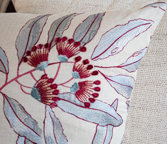 Linenberry Embroidered Herringbone Throw Pillow by Ann Gish