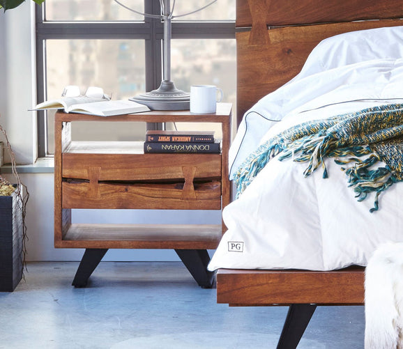 Moe's Furniture Madagascar Solid Acacia Wood 1Drawer Nightstand City