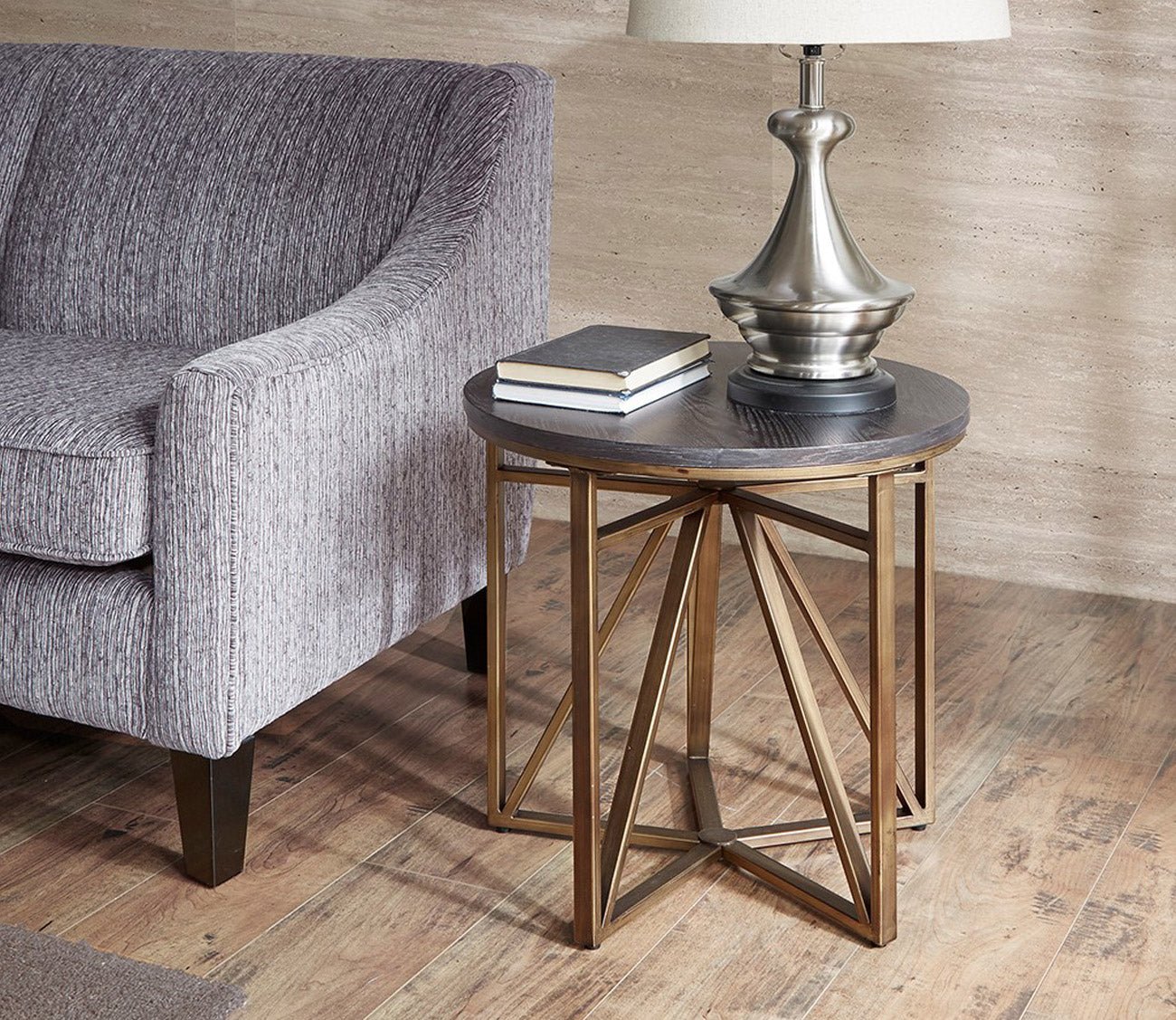 Madison Round Bronze Metal End Table by Madison Park