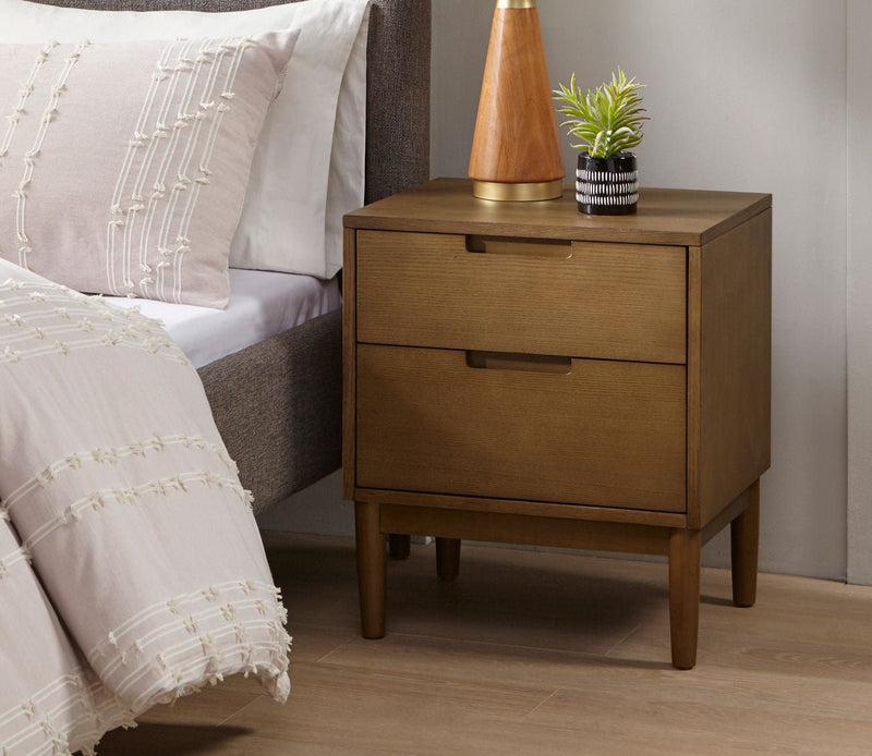 Ink & Ivy Mallory Walnut Wood 2-Drawer Nightstand - Image 1