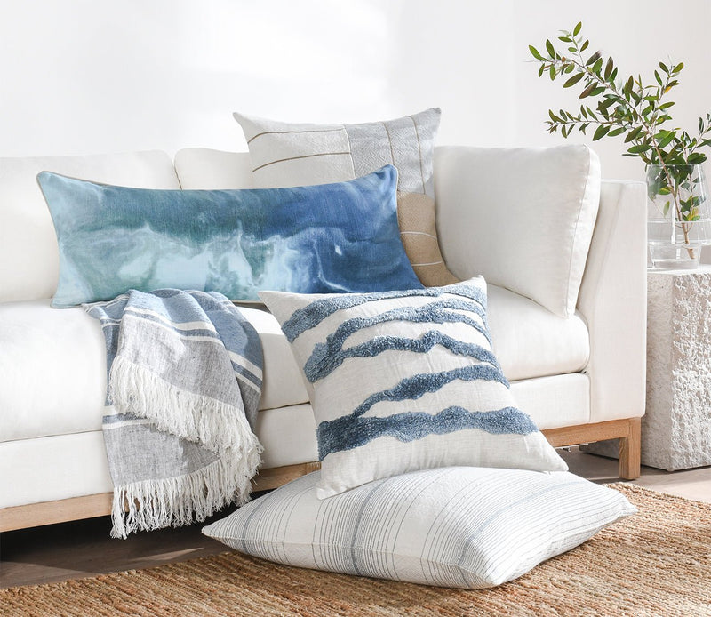 Villa by Classic Home Mantra Capri Blue Multi Throw Pillow - Image 2