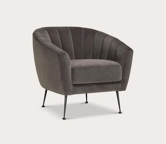 Marshall Tufted Grey Velvet Barrel Accent Chair by Moe's Furniture